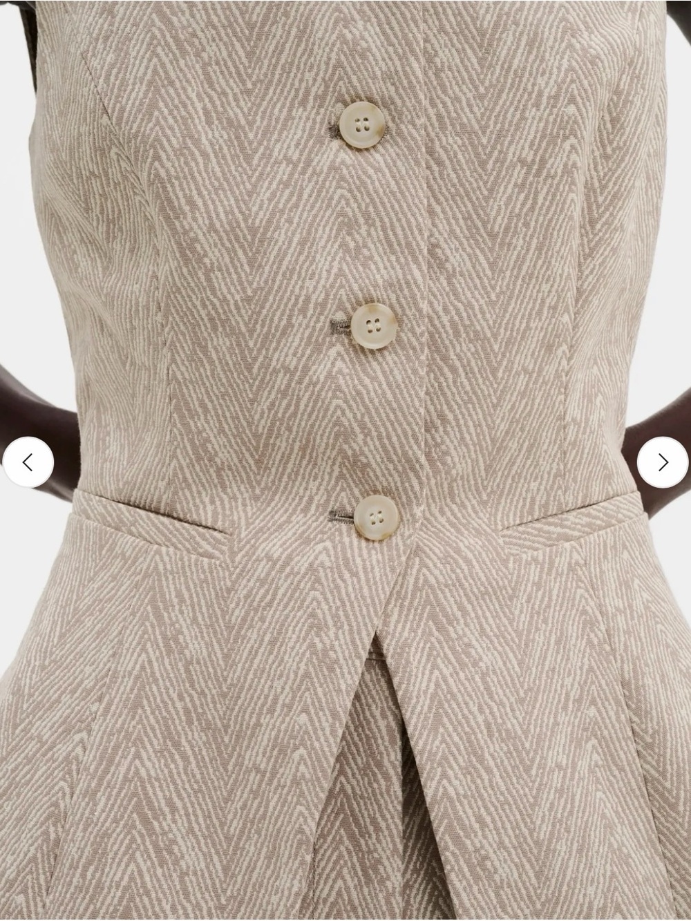 By Malina cream Tailored Sleeveless Peplum Vest textured smart casual NWT - Picture 5 of 5